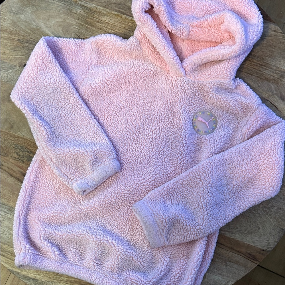 Fuzzy pink Puma hoodie size XL